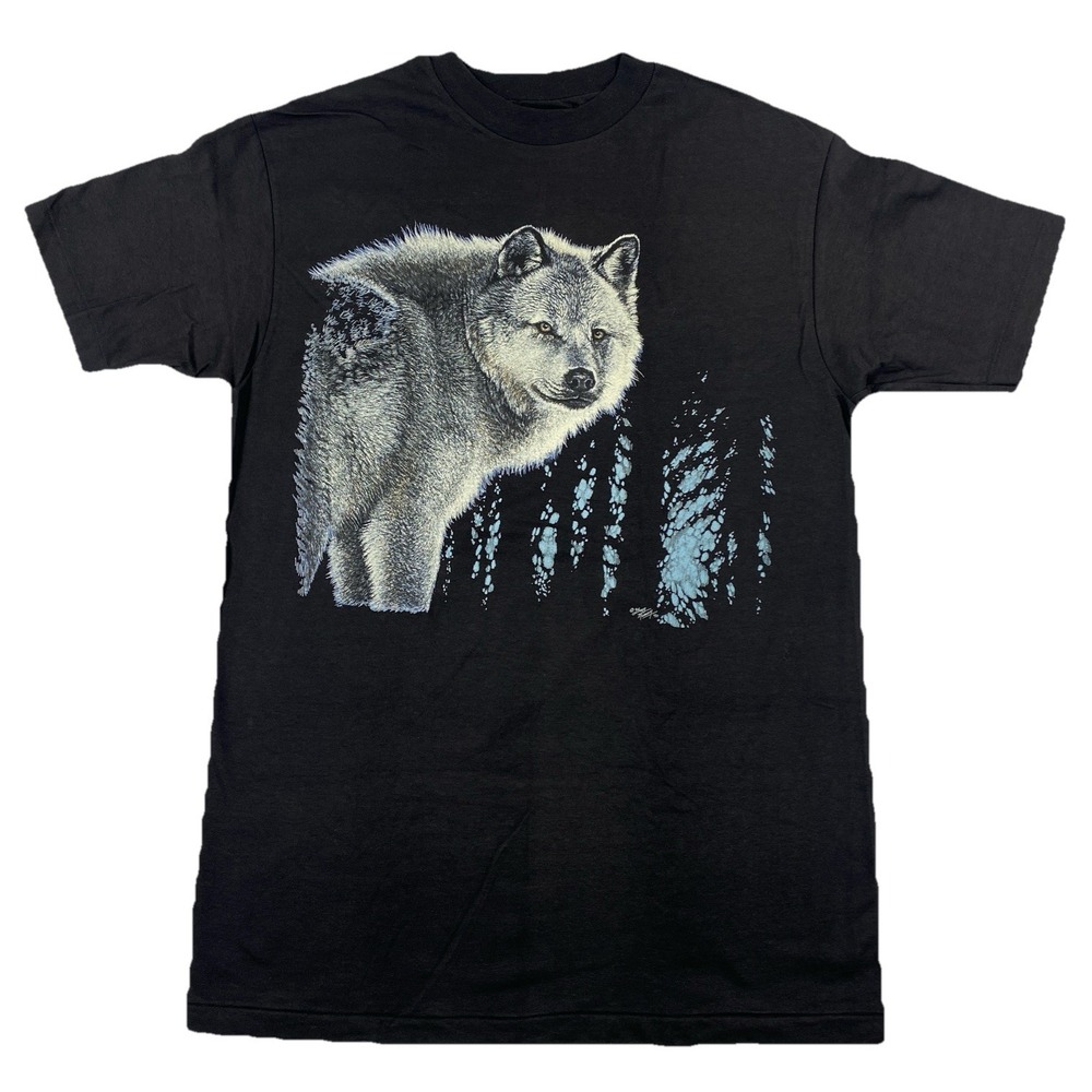 Vintage Grey Wolf T-Shirt Adult Large Black Single Stitch Brand New